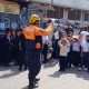 Estudiantes de la UE Andrés Bello evacuando durante el simulacro organizado por Protección Civil Carrizal.